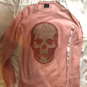 E.vil skull super soft pink cashmere sweater